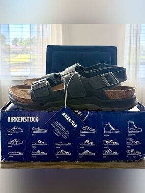 Birkenstock Milano CT Men Oiled Leather Sandal | Black |Sz. 44 (US 11 Men)